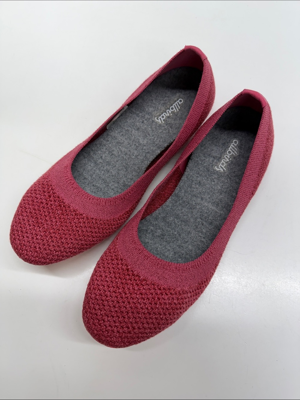 All Birds Tree Breezer Ballet Flats Knit Slip On Lightweight Shoes Red Size 7.5